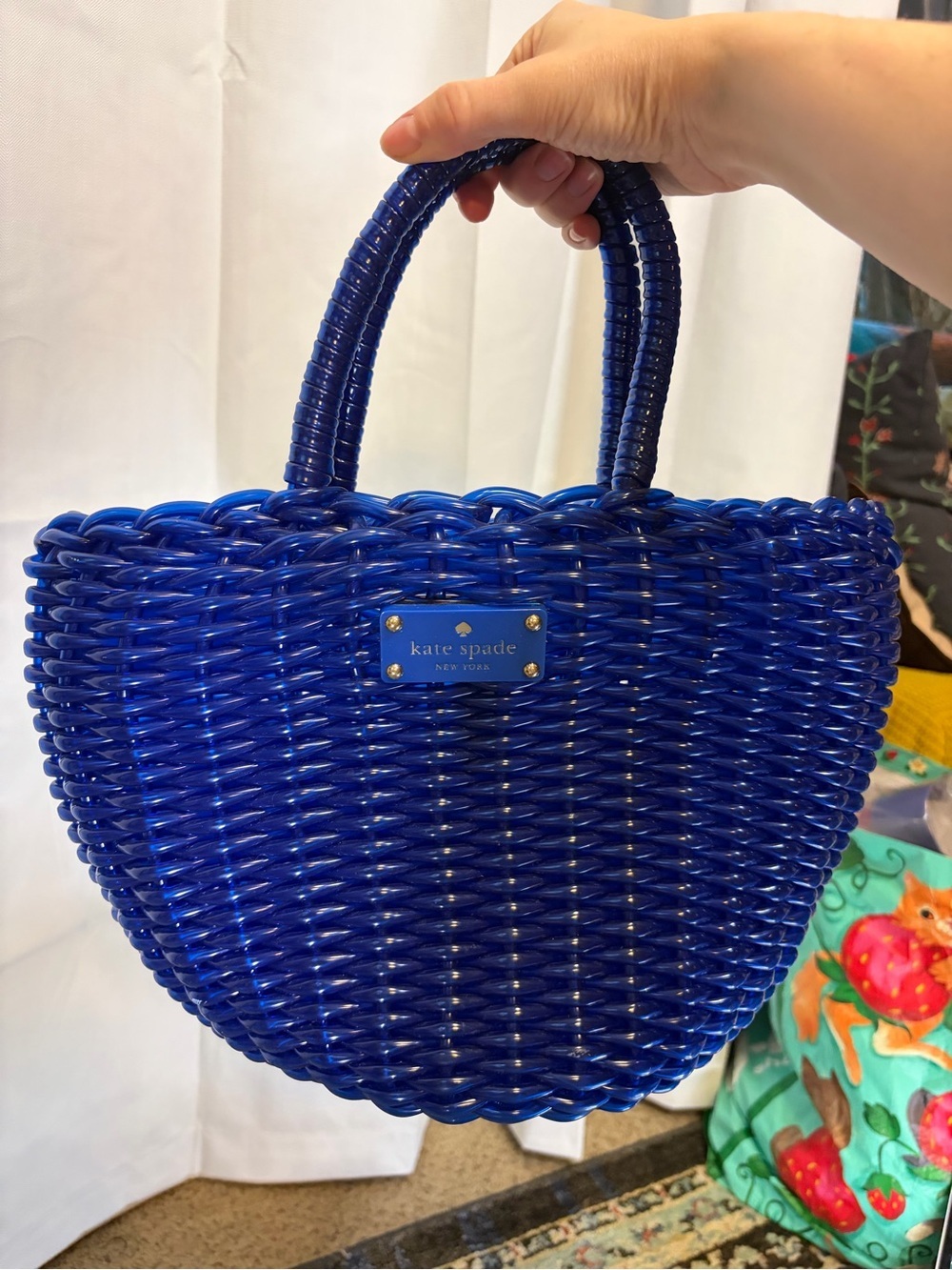 Kate Spade Beach Club Beth Jelly Woven Basket Handbag in Royal Blue. Retail $349
